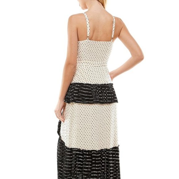 TCEC | NWOT | Sleeveless Polka Dot Wrap Midi Dress | M | Cream | CD02409 - Picture 2 of 4